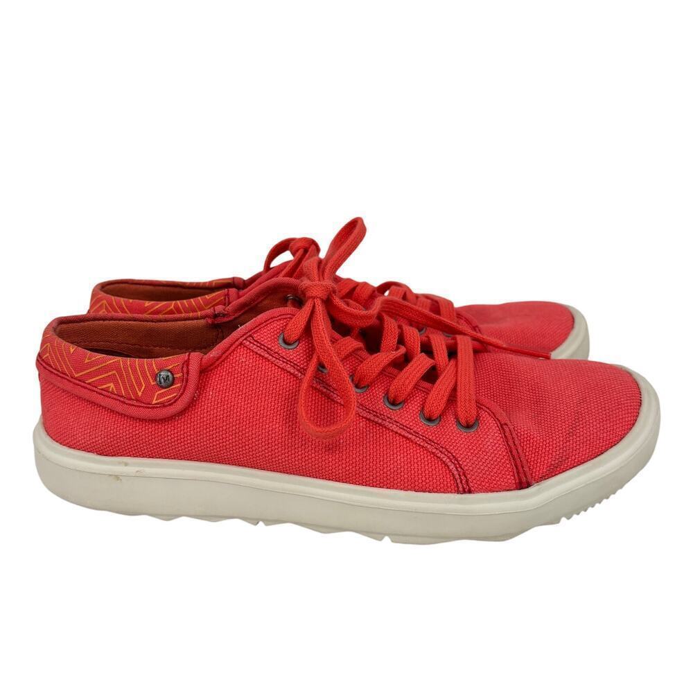 Merrell Around Town City Moc Sneakers Women Size 7 Hot Coral Canvas Lace Up Shoe